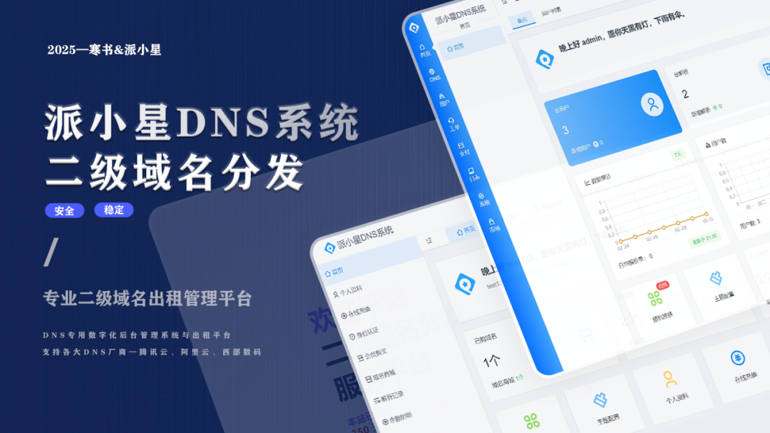 派小星企业级DNS二级域名分发系统源码_麦田吧