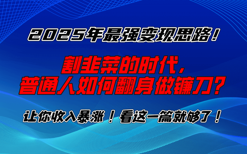2025最强变现思路曝光：别再当韭菜，普通人也能翻身做“镰刀”！_麦田吧