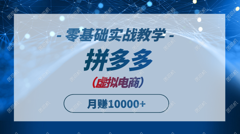 拼多多虚拟电商 零基础实战教学 快速打爆商品 新手也能月入10000+_麦田吧