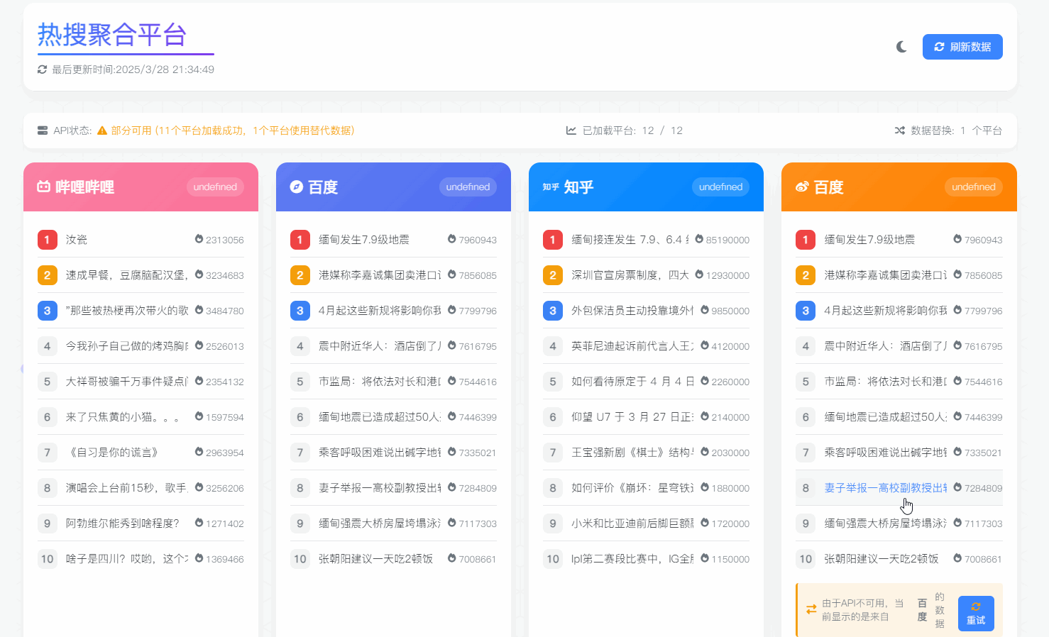 wordpress热搜聚合单页SEO增强版-1