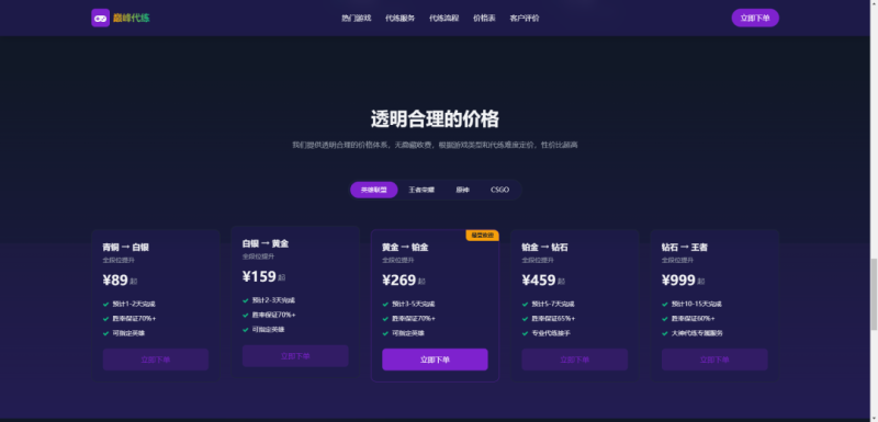 游戏代练工作室代练报价网站单页源码_麦田吧